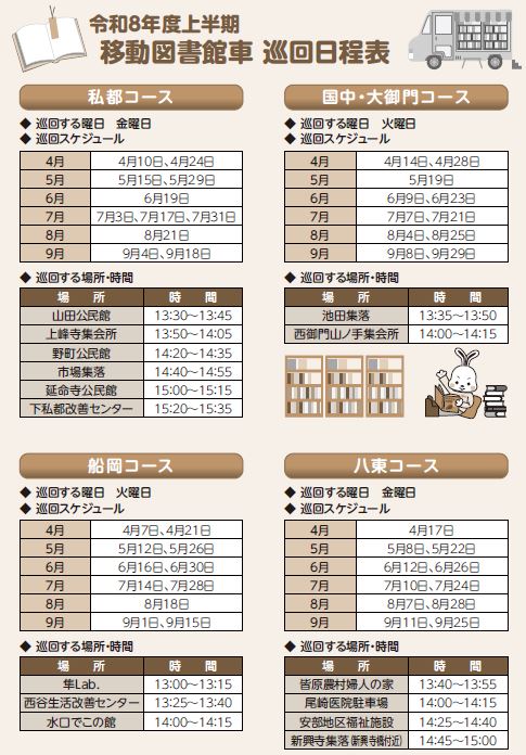 移動図書館車巡回日程表