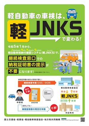 チラシ(軽自動車の車検は、軽JNKSで変わる!)表面