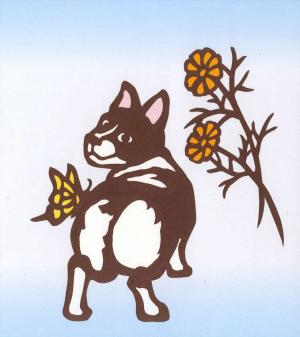 犬と花